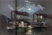 Nathaniel Currier Course nocturne sur le Mississippi china oil painting artist